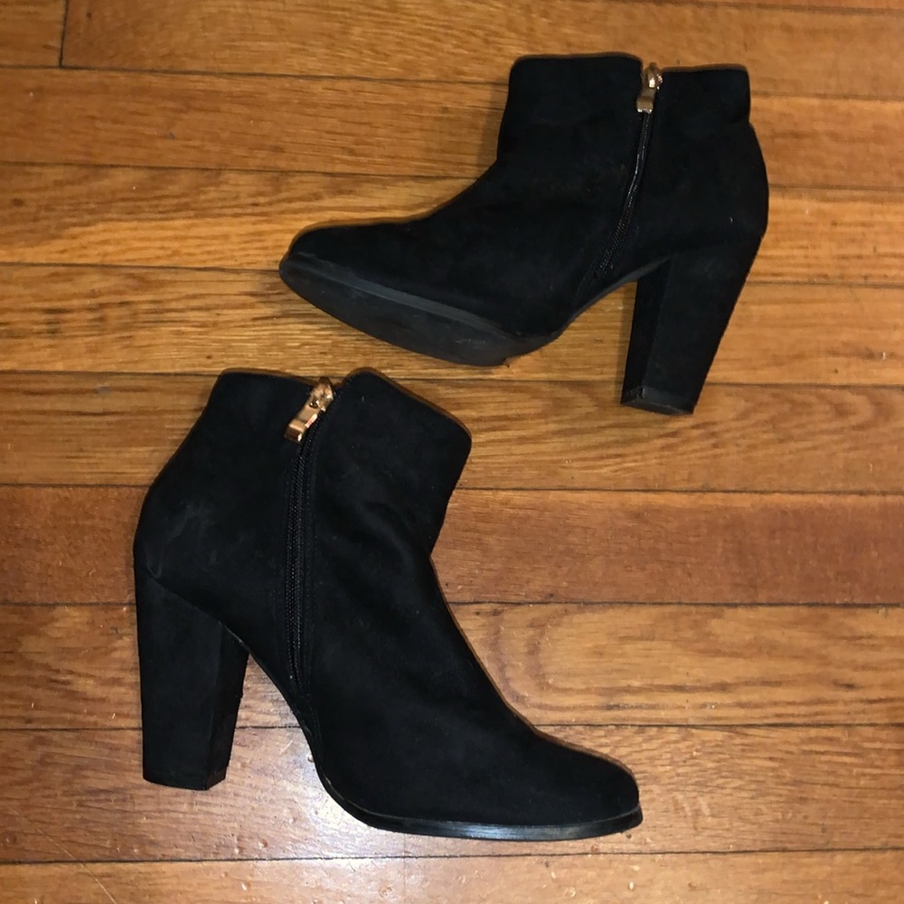 Akira Velour Black Booties